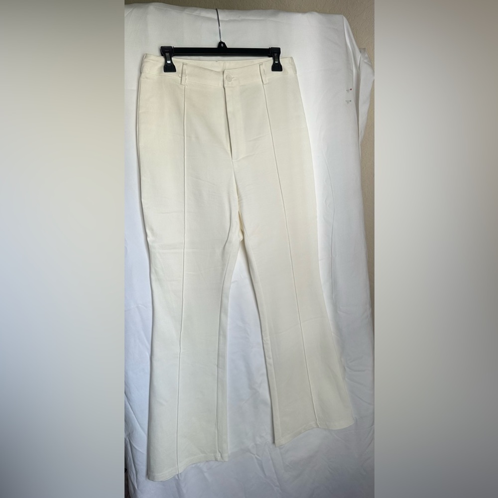 Off white wide leg linen pants